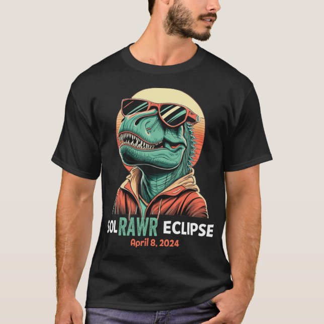 Solar Eclipse April 8 2024 Eclipse Kids Boys Trex  T-Shirt (Front)