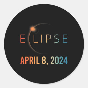 Solar Eclipse April 8 2024 Total Solar Eclipse Classic Round Sticker