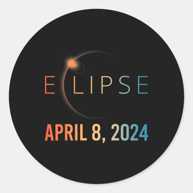 Solar Eclipse April 8 2024 Total Solar Eclipse  Classic Round Sticker (Front)