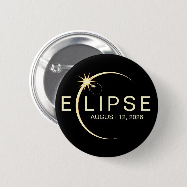 Solar Eclipse Astronomy Event 2026 6 Cm Round Badge (Front & Back)