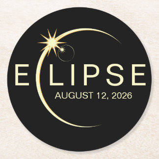 Solar Eclipse Astronomy Event 2026 Round Paper Coaster