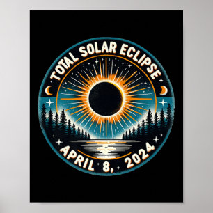 Solar Eclipse Astronomy Vintage 2024 Solar Eclipse Poster