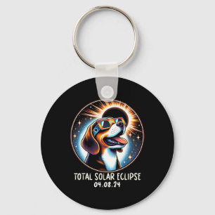 Solar Eclipse Beagle Wearing Glasses Pet April 8 2 Key Ring