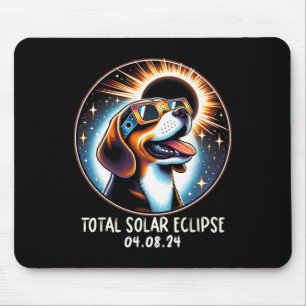 Solar Eclipse Beagle Wearing Glasses Pet April 8 2 Mouse Mat
