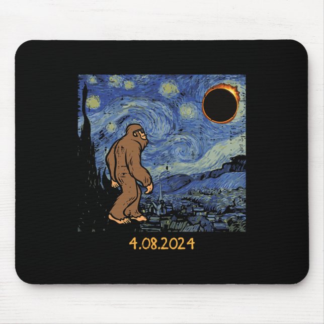Solar Eclipse Bigfoot Starry Night Sasquatch Men W Mouse Mat (Front)