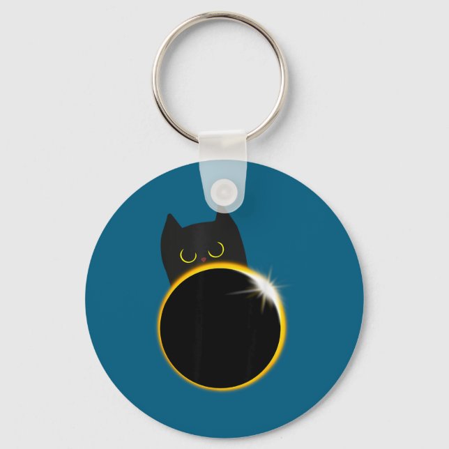 Solar Eclipse Black Cat Lover Key Ring (Front)