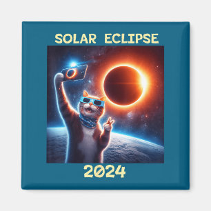 Solar Eclipse Cat Illustration Magnet