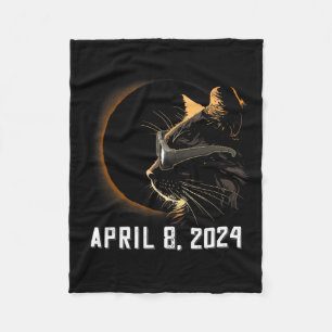 Solar Eclipse Cat Solar Eclipse Glasses Cat  Fleece Blanket