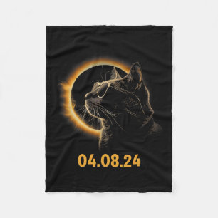 Solar Eclipse Cat Solar Eclipse Glasses Cat Funny  Fleece Blanket
