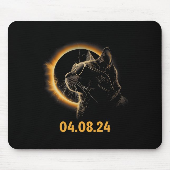 Solar Eclipse Cat Solar Eclipse Glasses Cat Funny  Mouse Mat (Front)