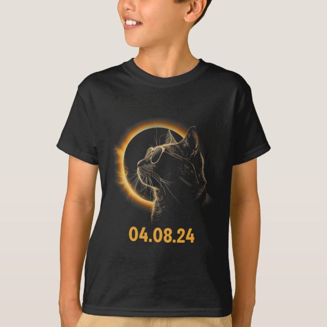 Solar Eclipse Cat Solar Eclipse Glasses Cat Funny  T-Shirt (Front)