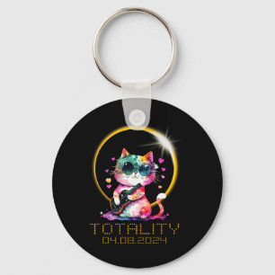 Solar Eclipse Cat Wearing Solar Eclipse Glasses Key Ring