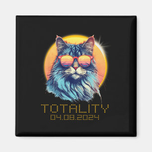 Solar Eclipse Cat Wearing Solar Eclipse Gles  Magnet