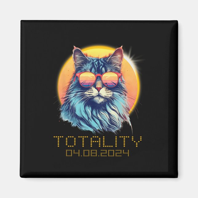 Solar Eclipse Cat Wearing Solar Eclipse Gles  Magnet (Front)