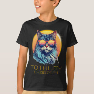 Solar Eclipse Cat Wearing Solar Eclipse Gles  T-Shirt