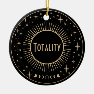 Solar Eclipse & Celestial Stars Black & Gold Watch Ceramic Tree Decoration