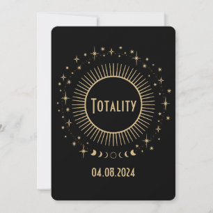 Solar Eclipse & Celestial Stars Black & Gold Watch Invitation