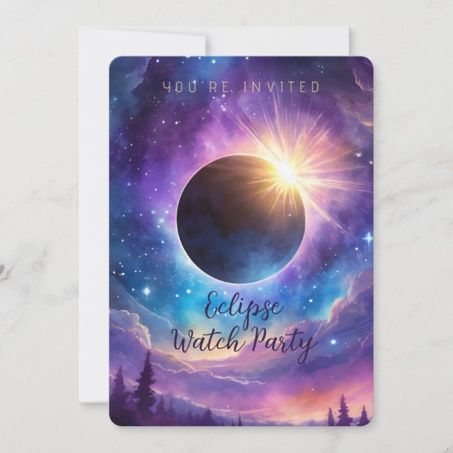 Solar Eclipse & Celestial Stars Cosmic Sky Invitation (Front)