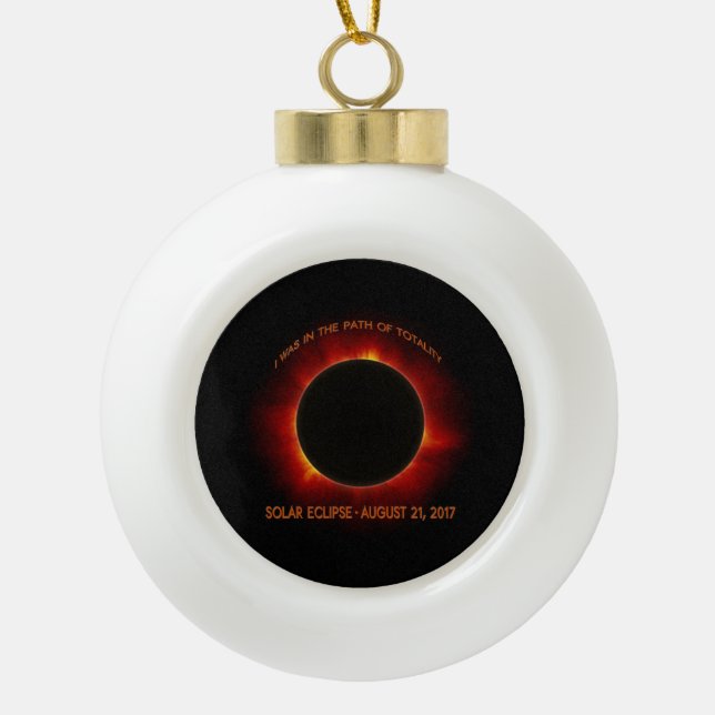 Solar Eclipse Ceramic Ball Christmas Ornament (Front)