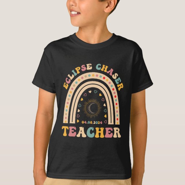 Solar Eclipse Chaser 2024 April 8 Teacher Teaching T-Shirt (Front)