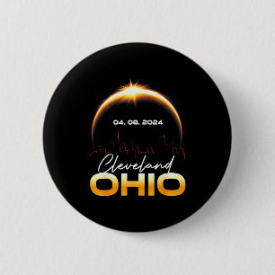 Solar Eclipse Cleveland Ohio Total Illustration 6 Cm Round Badge