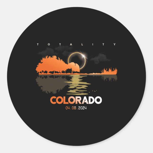 Solar Eclipse Colorado Guitar Totality  Classic Round Sticker (Front)