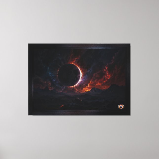 Solar Eclipse Cosmic Masterpiece Xzendor7 AI Art Canvas Print (Front)