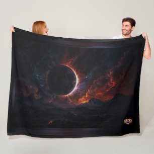 Solar Eclipse Cosmic Masterpiece Xzendor7 AI Art Fleece Blanket