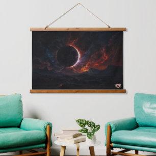 Solar Eclipse Cosmic Masterpiece Xzendor7 AI Art Hanging Tapestry