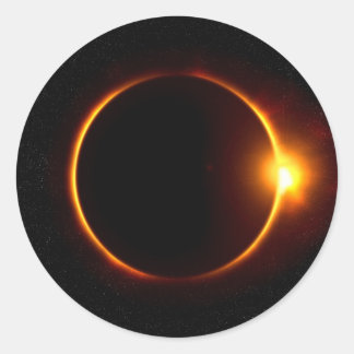 Solar Eclipse Dark Sun & Moon Classic Round Sticker