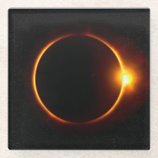 Solar Eclipse Dark Sun & Moon Glass Coaster