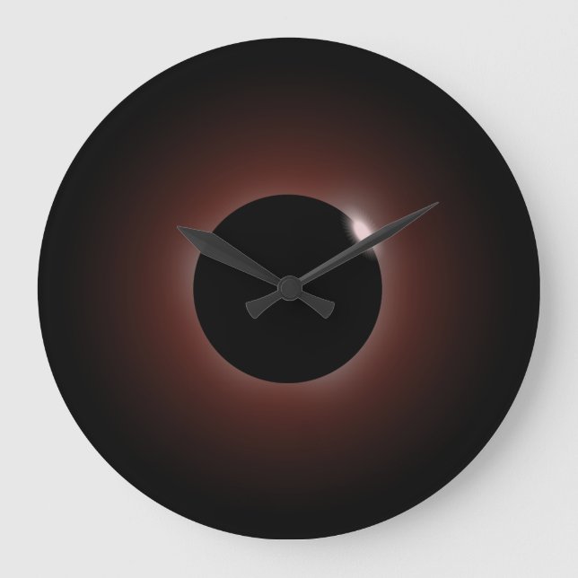 Solar Eclipse Dark Sun & Moon Large Clock (Front)