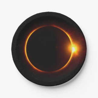 Solar Eclipse Dark Sun & Moon Paper Plate