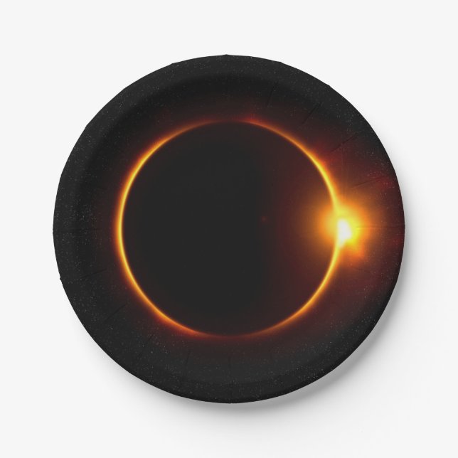 Solar Eclipse Dark Sun & Moon Paper Plate (Front)