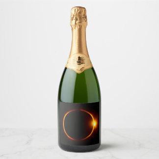 Solar Eclipse Dark Sun & Moon Sparkling Wine Label