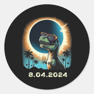 Solar Eclipse Dino With Solar Eclipse Gles Classic Round Sticker