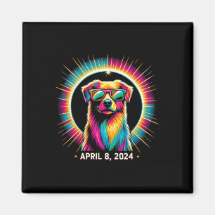 Solar Eclipse Dog Wearing Solar Eclipse Gles  Magnet