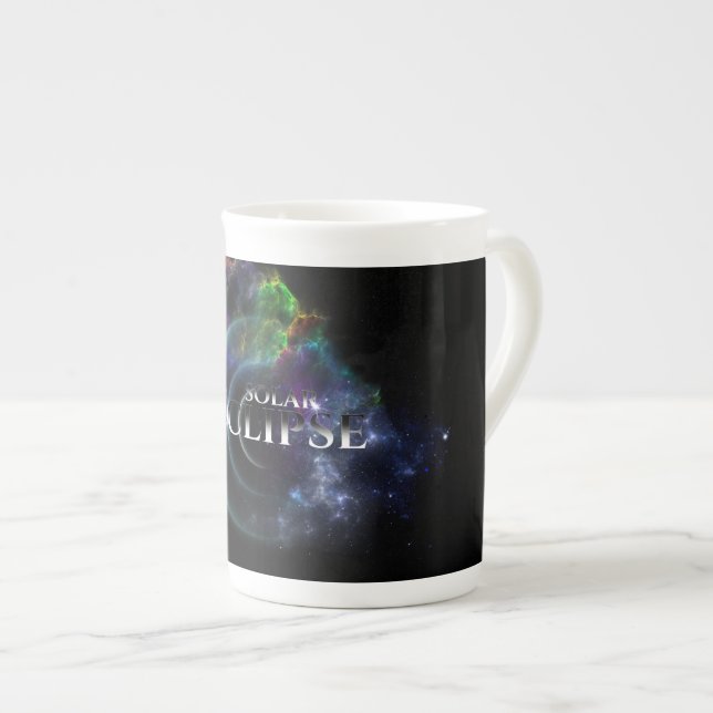 Solar Eclipse Fractal Art Spacescape Bone China Mug (Front Right)