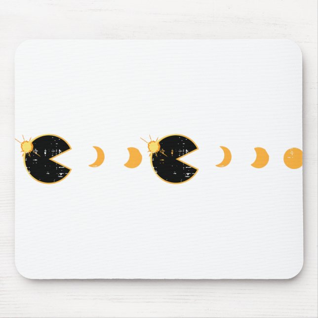 Solar Eclipse Gamer Eating Sun Retro Video Game Me Mouse Mat (Front)
