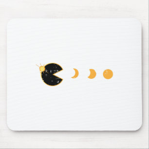Solar Eclipse Gamer Eating Sun Retro Video Game Me Mouse Mat