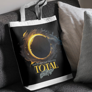 Solar Eclipse Gift 2024 Your City State Black Tote Bag