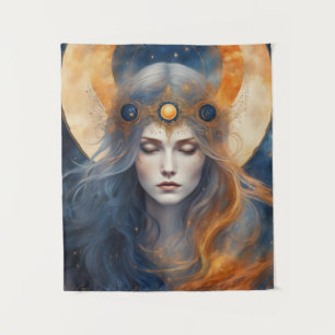 Solar Eclipse Goddess Fantasy Print Tapestry