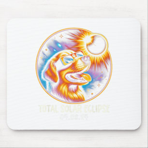 Solar Eclipse Golden Retriever Wearing Glasses Apr Mouse Mat