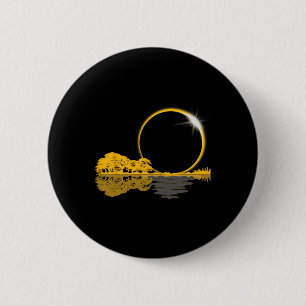 Solar Eclipse Guitar Nature Moon Retro Style Guita 6 Cm Round Badge