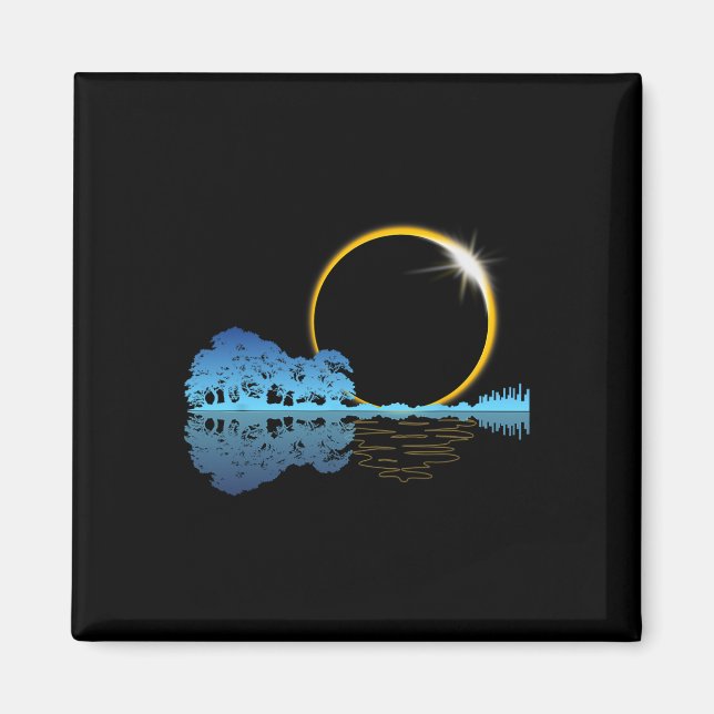 Solar Eclipse Guitar Nature Moon Retro Style Guita Magnet (Front)