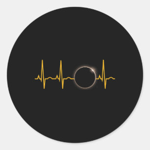 Solar Eclipse Heartbeat April 8 2024 Solar Eclipse Classic Round Sticker