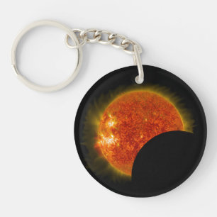 Solar Eclipse in Progress Key Ring