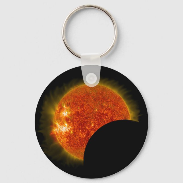 Solar Eclipse in Progress Key Ring (Front)