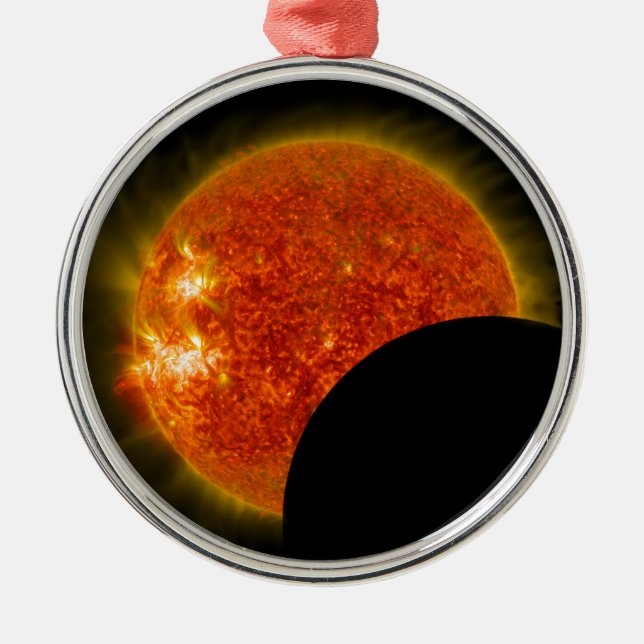 Solar Eclipse in Progress Metal Tree Decoration (Front)