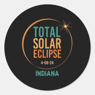 Solar Eclipse Indiana April 8 2024 Total Totality  Classic Round Sticker